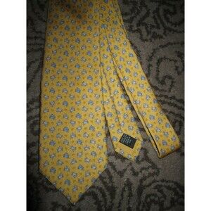 Brooks Brothers Country Club yellow silk tie with blue crabs, printed in Italy